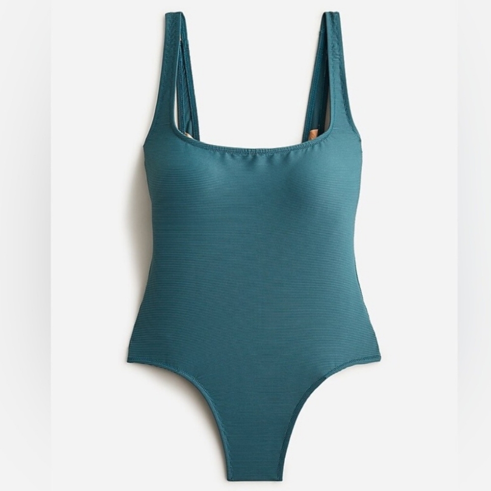 J. Crew Green One-Piece Ribbed Swimsuit